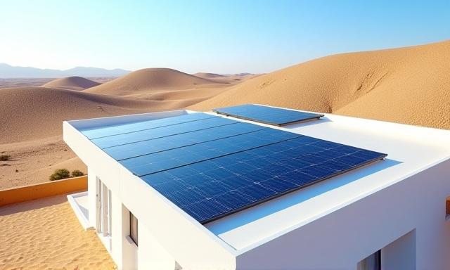 تركيب ألواح شمسية فوق سطح مبنى عصري